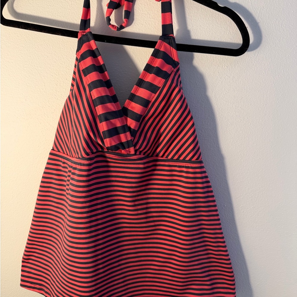 Moschino Red and Black Striped Tankini